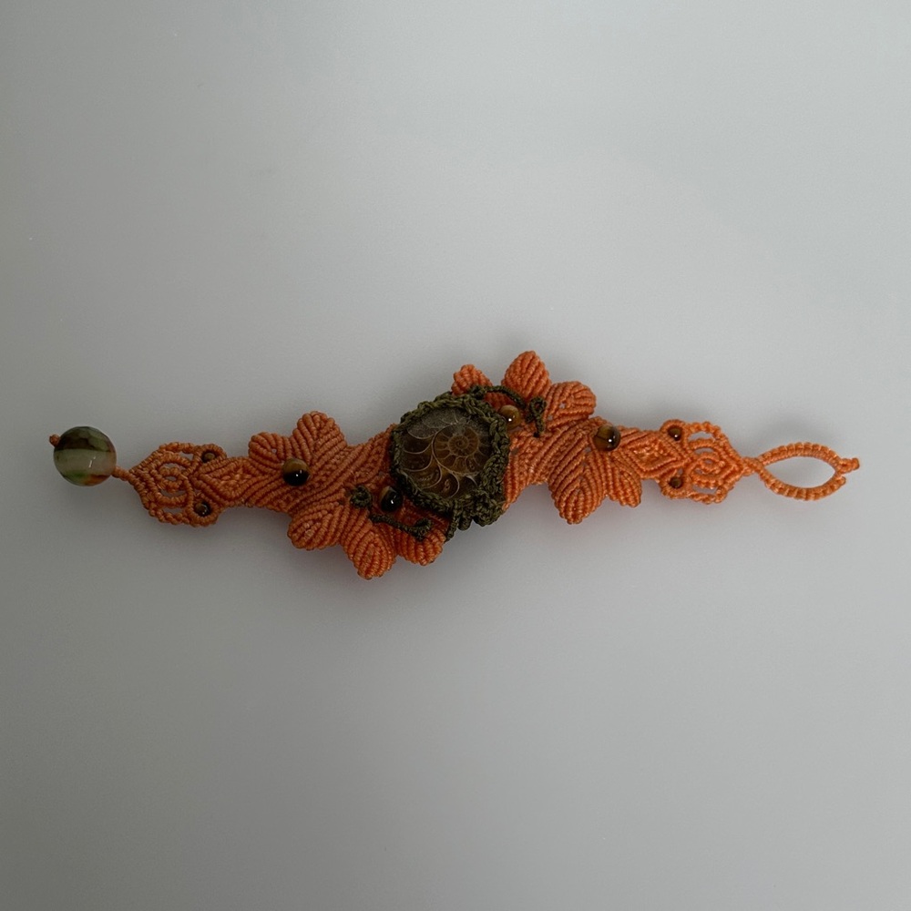 Artisanal Handcrafted Orange green Quartz stone Beaded Bracelet - Picture 4 of 11